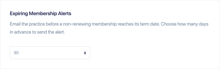 Expiring Membership Alerts with the number of days to send the alert